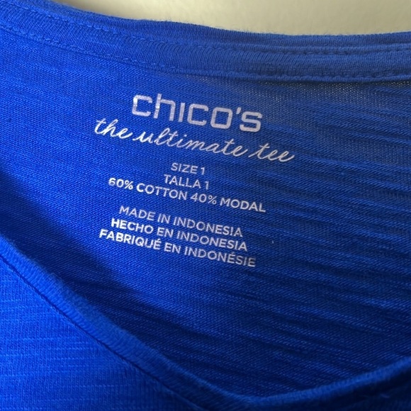Chicos the ultimate tee Fitted Blue 3/4 Sleeve Top - Picture 5 of 5